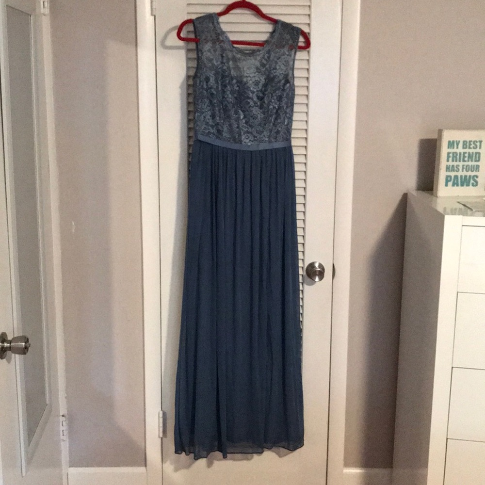 Steel blue bridesmaids dress
